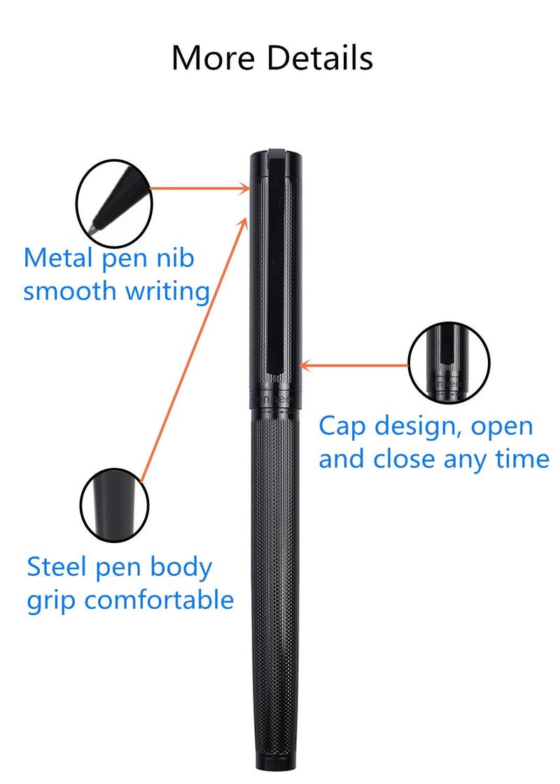 Penneed Pemmeed Rollerball Pen Liquid Ink Pens for Women Luxury Box Gel Pen Black Ink Fancy Pen Refillable for Executive Office,Professional,Birthday Nice Pens G8 (Black) - Image 2